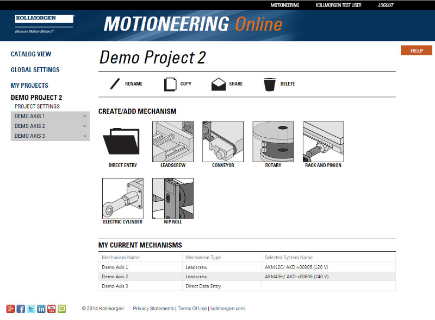 Kollmorgen'ın yeni Web tabanlı MOTIONEERING® Çevrimiçi Uygulama Motoru ile Hızlıca bir Hareket Çözümü Seçin